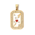 Stainless steel tarot heart pendant with white enamel and sparkling rhinestones - Hand Heart (TP0631-02)