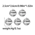 Set of 5 silver stainless steel spiral textured spherical pendants, 2.5cm x 2.6cm size - Steel