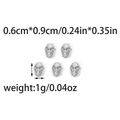 Five pieces of stainless steel skull beads for DIY jewelry making in polished silver - Steel