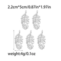 Cinq pendentifs plumes en acier inoxydable 304 argenté pour la création de bijoux DIY - Acier