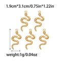 Set of 5 gold plated 304 stainless steel snake charms with detailed scales texture - Gold