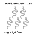 Pack of 5 silver stainless steel snake pendants with scale texture for DIY jewelry - Steel