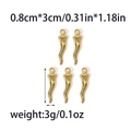 Golden 304 stainless steel Italian Cornicello horn pendants for DIY jewelry sets - Gold