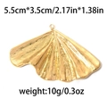Golden ginkgo leaf charm in 304 stainless steel with 5.5cm x 3.5cm dimensions - Gold Ginkgo Leaf Fan Style (TP0444-02) / Gold