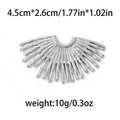 Fächerförmiger Ginkgoblatt-Anhänger aus 304 Edelstahl für DIY-Schmuckherstellung - Silber 3D Gestreifter Fächer Stil (TP0742-01)