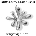 Polished silver stainless steel flower pendant charm for DIY jewelry 3cm x 3.5cm - Silver Style (TP0561-01)