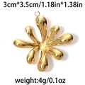 Golden flower pendant in 304 stainless steel with hydraulic texture, 3x3.5cm charm - Gold Style (TP0561-02)