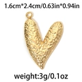 Pendentif cœur en acier inoxydable 304 doré avec texture martelée irrégulière et anneau - Petit Style Martelé Doré (TP0836-02)