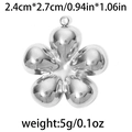 Polished 304 stainless steel 5-petal flower charm pendant for DIY jewelry, 2.4x2.7cm - 5-Petal Flower Silver (TP0721-01)