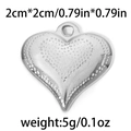 Pendentif cœur en acier inoxydable 304 texturé, couleur argent, taille 2cm x 2cm - Style de Texture à Pois Argenté (TP0837-01)