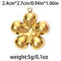 Golden five-petal flower pendant in 304 stainless steel, 2.4x2.7cm diy accessory - 5-Petal Flower Gold (TP0721-02)