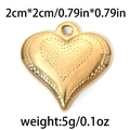 Pendentif cœur doré en acier inoxydable avec texture à pois et anneau de suspension - Style de Texture à Pois Doré (TP0837-02)