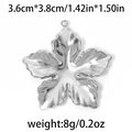 Polished silver 304 stainless steel five-petal flower pendant with geometric texture - 5-Petal Leaf Silver (TP0722-01)