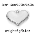 Pendentif en forme de cœur poli en acier inoxydable 304 argenté de 2cm x 1,5cm - Style Lisse Minimaliste Argenté (TP0839-01)