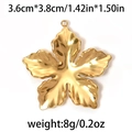 Golden 304 stainless steel flower pendant with oil-pressed geometric texture lines, 3.6x3.8cm - 5-Petal Leaf Gold (TP0722-02)