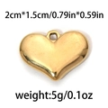 Pendentif cœur en acier inoxydable doré poli pour bijoux DIY, taille 2cm par 1,5cm - Style Lisse Minimaliste Doré (TP0839-02)