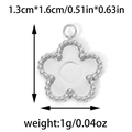 Five-petal stainless steel flower pendant base with beaded edge for jewelry making - Silver Five-Petal Flower Style (TP0884-01)