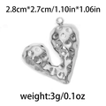 Pendentif cœur en acier inoxydable 304 argenté avec texture martelée et taille 2,8cm - Style de Texture Irrégulière Argenté (TP0840-01)