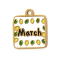 Pendentif carré en acier inoxydable de mars avec émail blanc et accents colorés - Thème de Mars (TP0694-02-Mars)