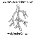 Silver 304 stainless steel coral branch pendant with hammered texture, 2.7cm x 3.6cm - Coral Branch Style - Silver (TP0728-01)