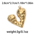 Pendentif cœur en acier inoxydable 304 avec texture martelée dorée pour bijoux DIY - Style de Texture Irrégulière Dorée (TP0840-02)