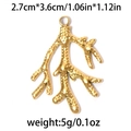 Golden 304 stainless steel coral leaf hollow pendant for DIY jewelry making - Coral Branch Style - Gold (TP0728-02)