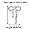 Polished silver 304 stainless steel bow pendant with hammered texture and size dimensions - Silver Hammered Bow Style (TP0889-01)