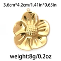 Golden 304 stainless steel flower pendant with sunburst texture and 3.6cm diameter - Lattice 5-Petal Flower Gold (TP0783-02)