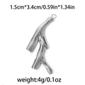 Polished silver 304 stainless steel coral leaf pendant with 1.5cm x 3.4cm dimensions - Slim Coral Style - Silver (TP0729-01)