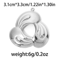 Polished silver 304 stainless steel triple swirl flower pendant with mirror finish - 3-Leaf Spiral Silver (TP0796-01)