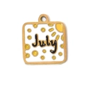 304 Stainless steel July square pendant with white enamel and sun pattern for DIY jewelry - July Theme (TP0698-02-July)