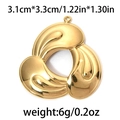 Golden 304 stainless steel clover pendant with abstract textured lines and 3.1cm size - 3-Leaf Spiral Gold (TP0796-02)