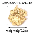 Golden 304 stainless steel floral pendant with wavy texture, size 3cm x 3.5cm - Gold Sun Flower Style (TP0890-02)