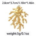 Golden coral leaf 304 stainless steel pendant charm for DIY earring necklace jewelry - Natural Coral Style - Gold (TP0743-02)