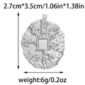 Irregular silver stainless steel square frame pendant for DIY jewelry making - Silver Irregular Texture Style (TP0891-01)