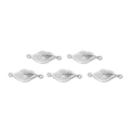 Detail view of five hollow leaf-shaped 304 stainless steel jewelry connectors on white background - Metal Leaf Connector (TZ-TP0905-01)