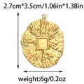 Irregular round 304 stainless steel flower pendant in golden finish with 2.7x3.5cm size - Gold Irregular Texture Style (TP0891-02)