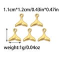 Golden stainless steel fish tail pendants for DIY jewelry with size and weight info - Gold