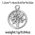 Silver 304 stainless steel tree of life circular pendant, 1.2cm by 1.4cm hollow charm - Tree Of Life Round - Silver (TP0828-01)