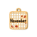 Golden 304 stainless steel square November birthstone pendant with enamel details - November Theme (TP0702-02-Nov)