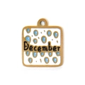 304 Stainless steel square pendant with December lettering and blue dotted pattern - December Theme (TP0703-02-Dec)