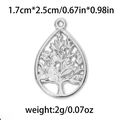 Silver tree of life teardrop hollow pendant made of 304 stainless steel for DIY jewelry - Tree Of Life Teardrop - Silver (TP0829-01)