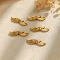 Five pieces of golden stainless steel angel wing charms for DIY jewelry making - Gold