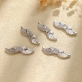 Five pieces of 304 stainless steel angel wing charms with holes for DIY jewelry making - Steel