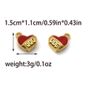 Detail of red enamel heart padlock pendant with 520 engraving and size dimensions - 520 Heart Lock Style (TP0963-02)