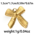 Goldener Edelstahl-Schleifenanhänger mit feiner Textur für die DIY-Schmuckherstellung - Gold Gestreifte Schleife (TP0519-02)