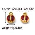 Detail view of 304 stainless steel red ladybug charms with dimensions and weight info - Ladybug Style (TP0960-02)