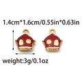 Macro view of red enamel house pendant with gold trim showing dimensions and weight - Red Pointed House Style (TP0959-02)