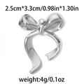 Pendentif nœud en acier inoxydable argenté poli de 2,5 cm x 3,3 cm pour bijoux DIY - Nœud Papillon Poli Argent (TP0704-01)