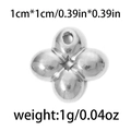 Polished silver 304 stainless steel four-leaf clover bead charm for DIY jewelry making - Clover Shaped (TP0441-01)